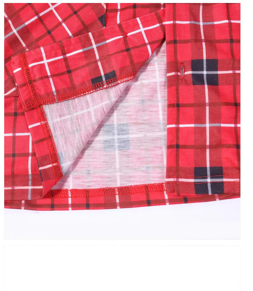 Family Christmas Pajamas Matching Sets Adult And Kids Red Plaid Button Shirts Tops+Pants Baby Romper Dog Pajamas too!!
