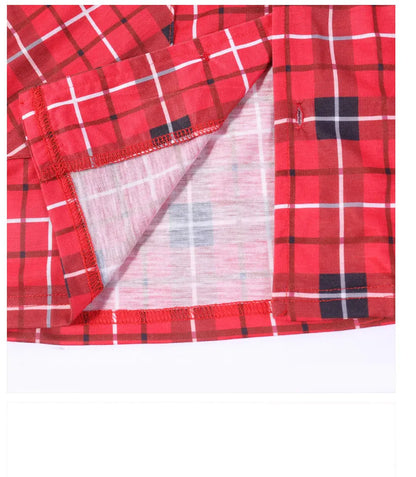 Family Christmas Pajamas Matching Sets Adult And Kids Red Plaid Button Shirts Tops+Pants Baby Romper Dog Pajamas too!!