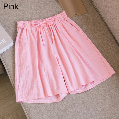 Sizes to 3XL Casual Linen Shorts High Waisted with elastic waistband and pockets Variety of colors