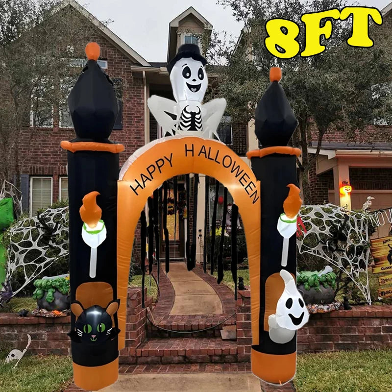 Halloween Inflatable Archway Built-in LED Light Pumpkin Prop Outdoor Decoration