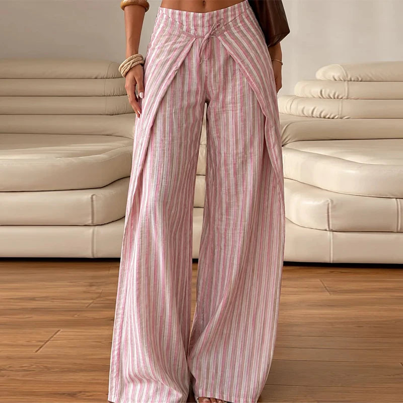 Boho Pallazzo Pants, Adjustable Waist, Wrap Pants, Loose, Floor Length