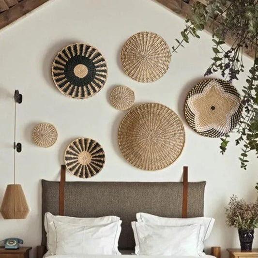Boho Hand Woven Wall Basket Hanging, Decorative, Rustic, and unique in any room
