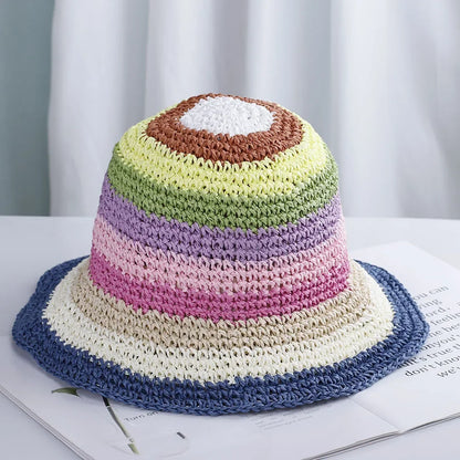 Bright Colored Floweed Crocheted Fisherman Hat