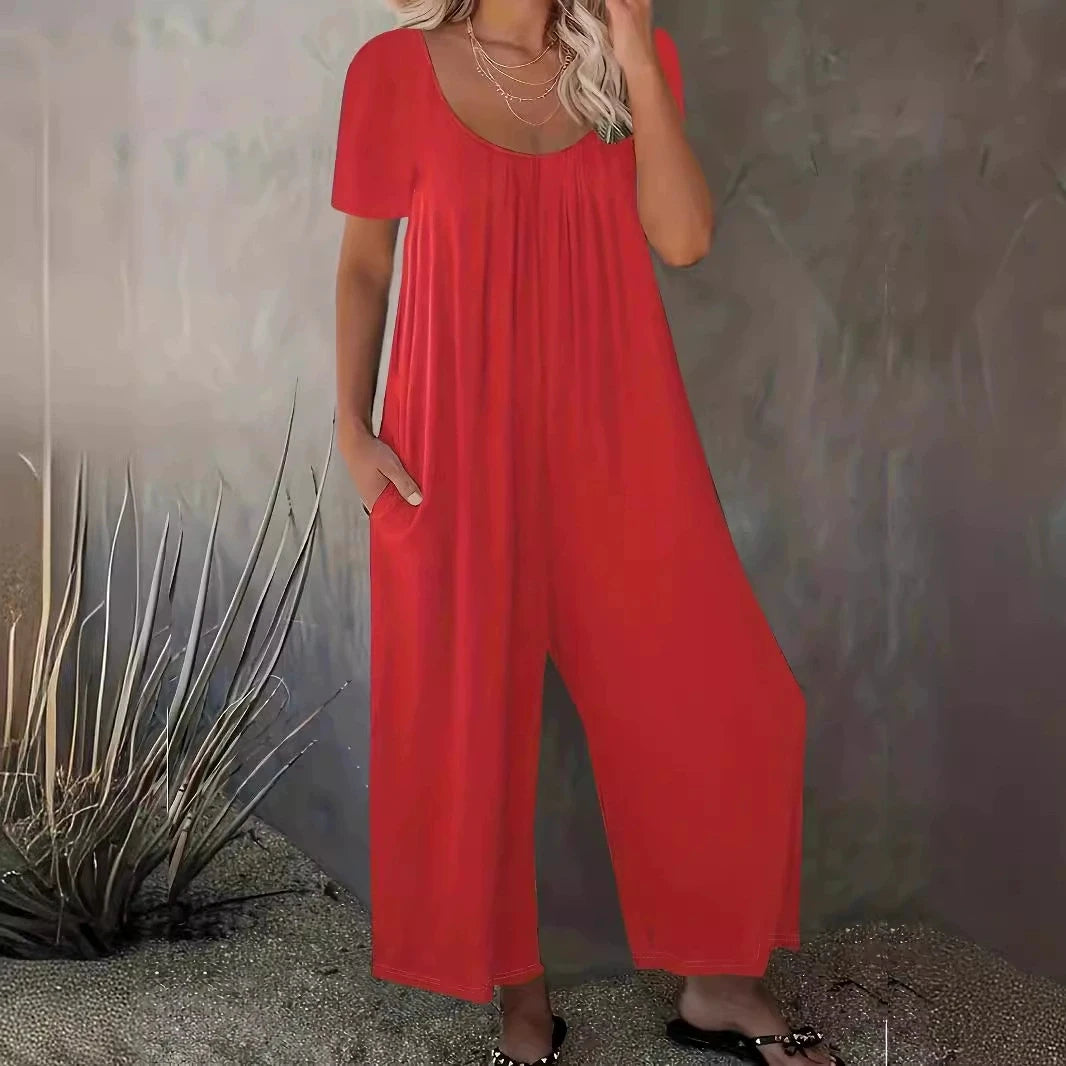 Sizes to 5XL  Jumpsuit, Short Sleeve, U neckline, with pockets. 5 colors