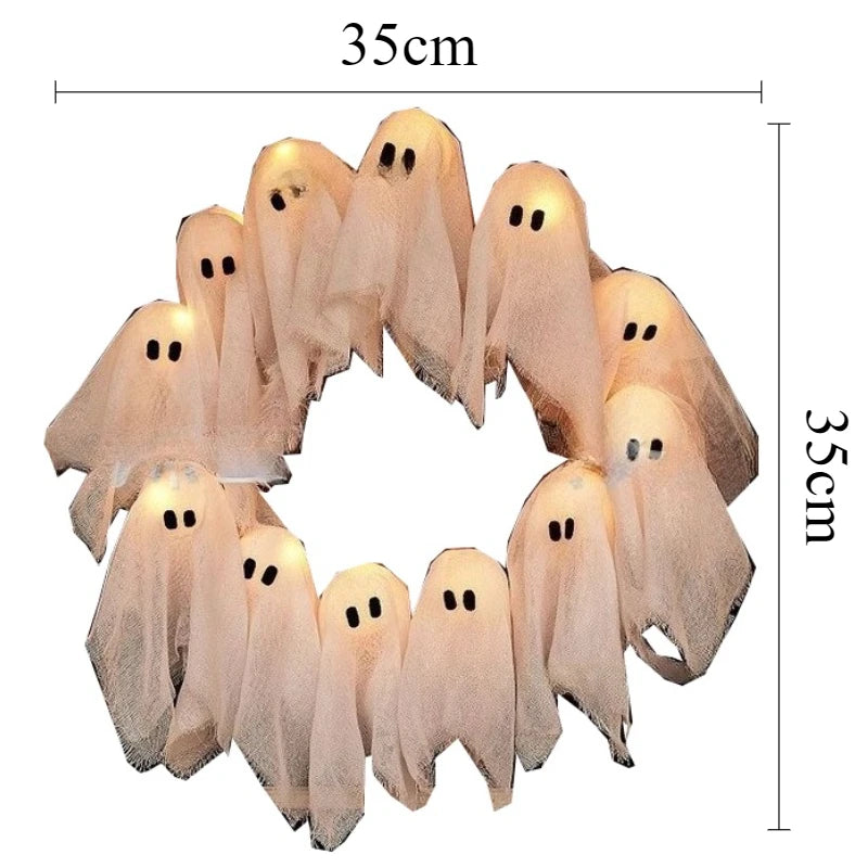 Lit Ghosts Wreath Great for decorating Doors or Windows