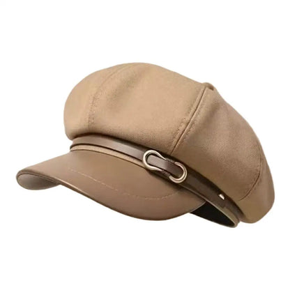 Retro British Style Beret, Versatile Octagonal Newsboy Cap for Big Head Circumference