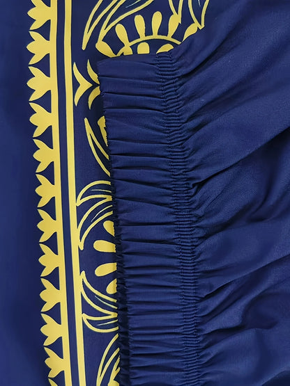 Plus-size to 5XL  Egyption-like Print . Elastic Waist, Comes in 3 Colors