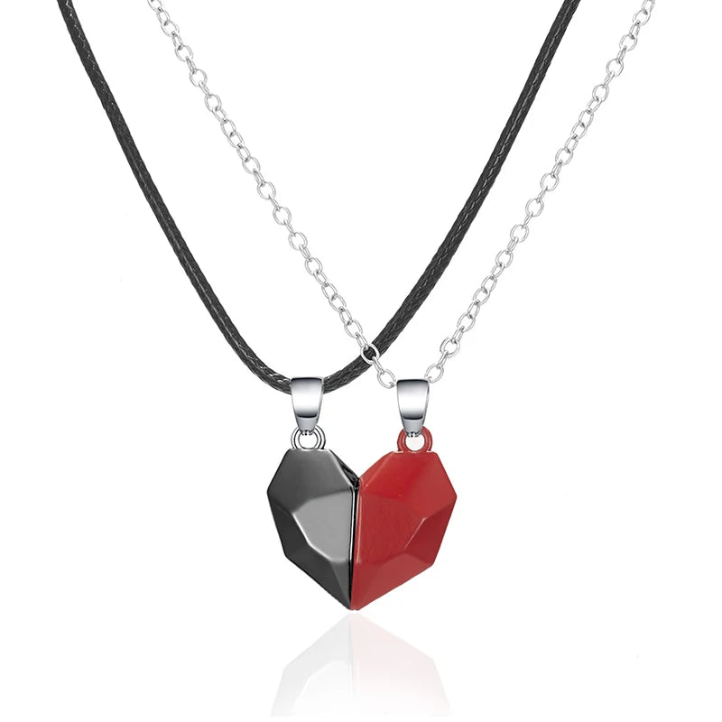 Electrocardiogram Magnetic Friend Heart Pendant One for You and One For Your Friend