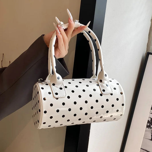 Cute Small Polka Dot Handbag Boston Lacquer Short straps or long cross body strap