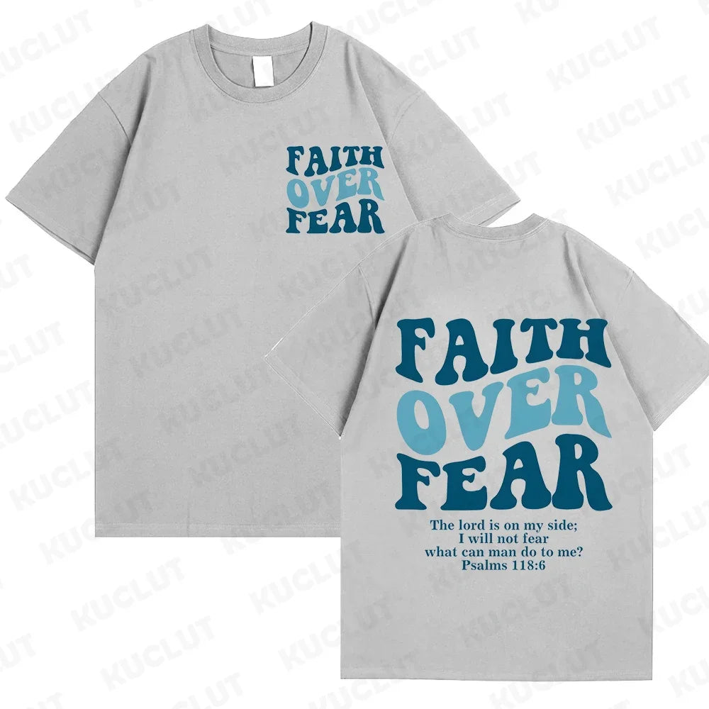 Sizes to 3XL Wide Variety of Colors "Faith Over Fear" T-shirts Christian Clothes Sportswear Bible verse