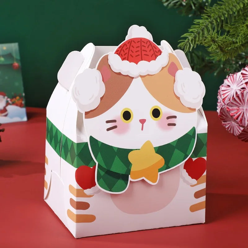 Christmas Square Cardstock Gift Bags, Sturdy Reusable