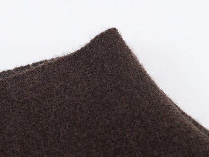 Chic Faux Fur Edged Cape High Collar Casual Loose Knitted
