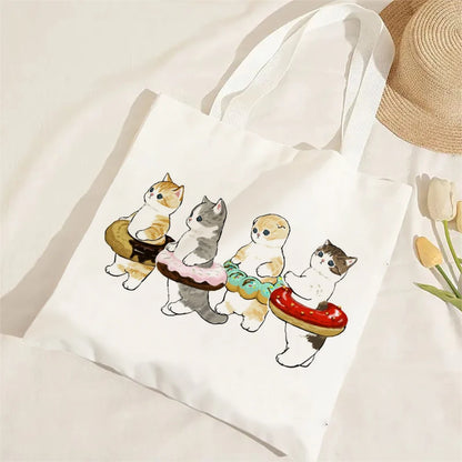 11 Designs of Cat Linen Shopping Bags, Large Capacity Shoulder Bags. Also great for Gift Bags