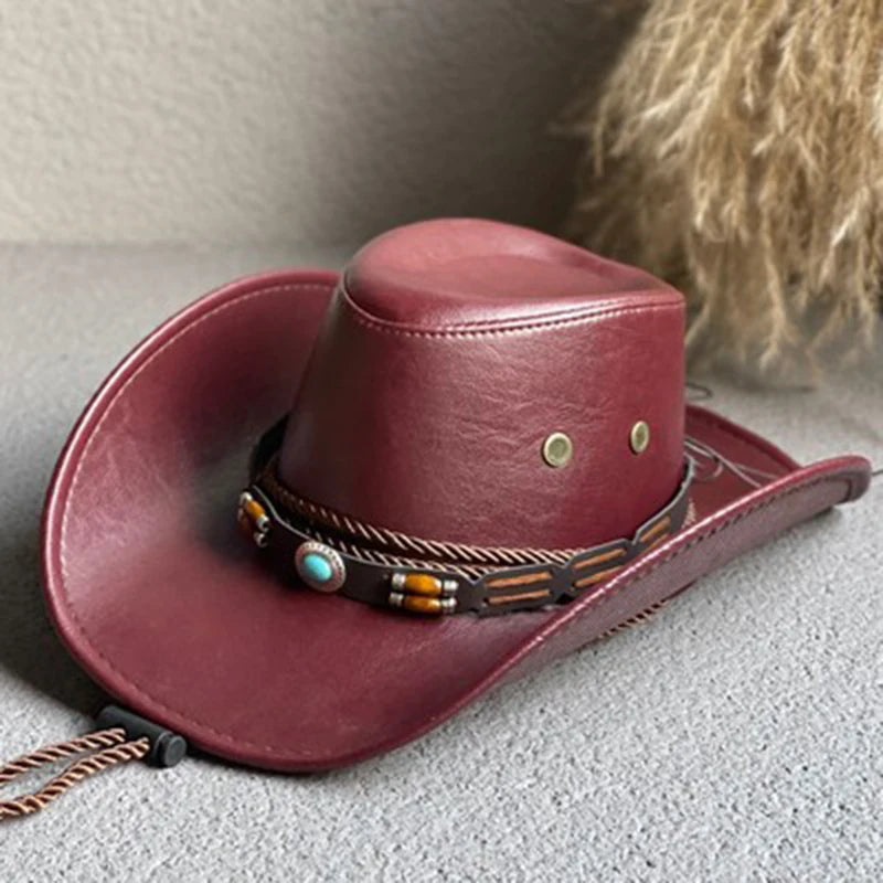 Faux Leather Western Cowboy Hats For Men and Women