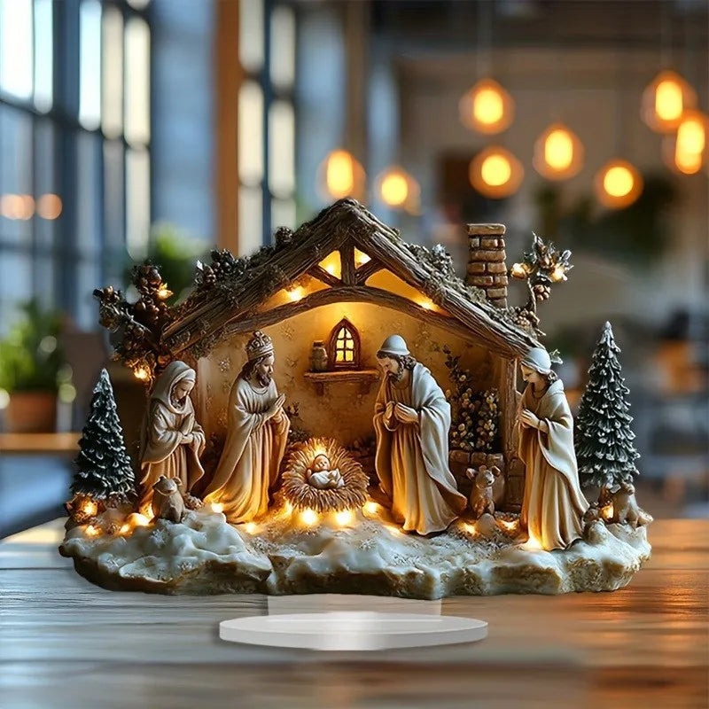 Christmas Nativity Flat Acrylic Table Centerpiece, 8 Designs