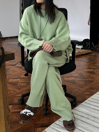 Sweater Suits, High Quality, 50% Wool Pullover With Knitted Pants