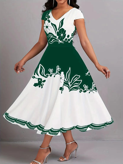 Sizes to 5XL Floral Print Tank Dress, Elegant Button Decor, Sleeveless Dress,