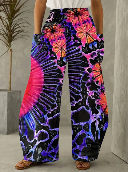 Plus Size to 5XL Casual Loose Long Wide Leg with Pockets Elastic Waist