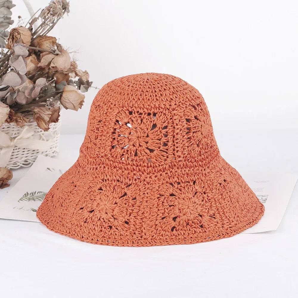 Bright Colored Floweed Crocheted Fisherman Hat