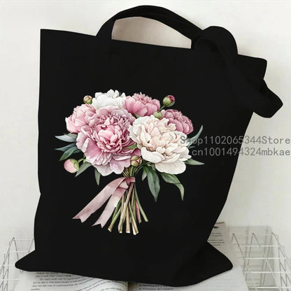 Aesthetics Peony Graphic Canvas Tote Bag . ALSO GREAT FOR GIFT BAG---WHY USE PAPER????