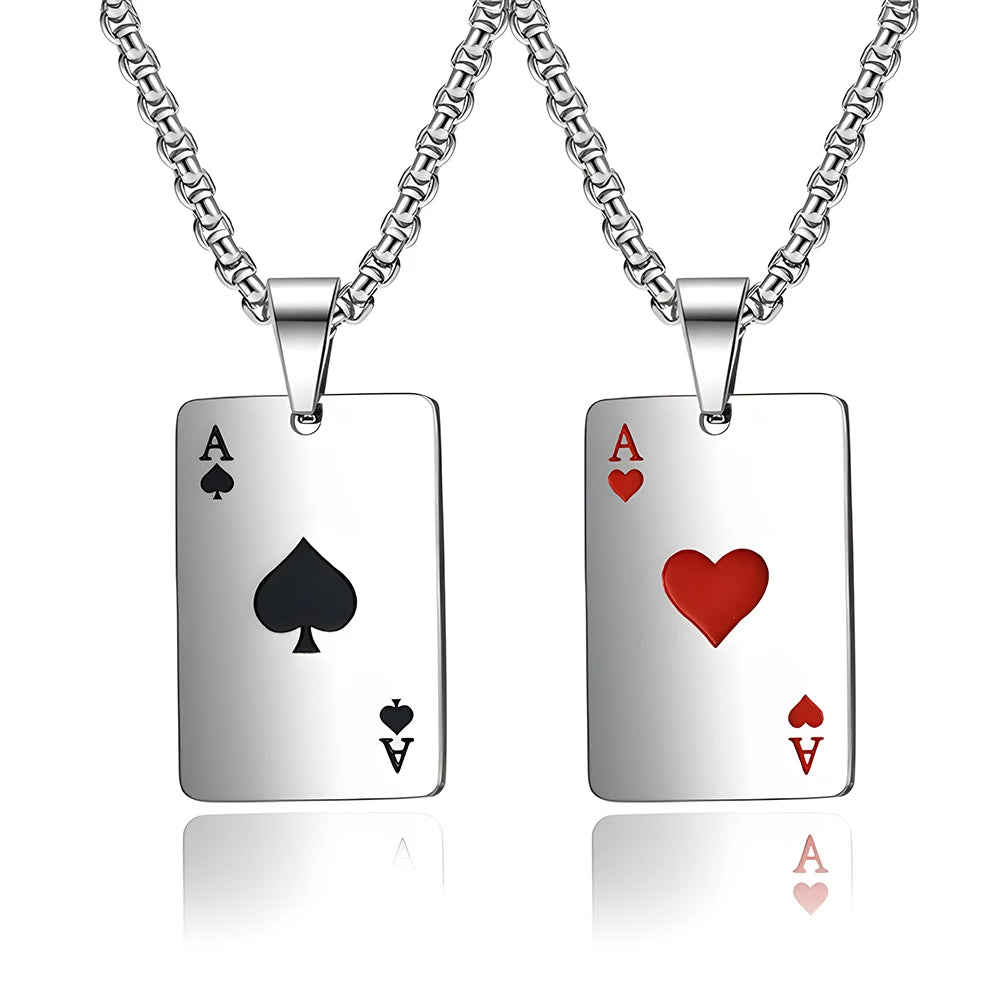 Stainless Steel Poker Card Ace of Spades and Ace of Hearts. Buy Separately or as a pair