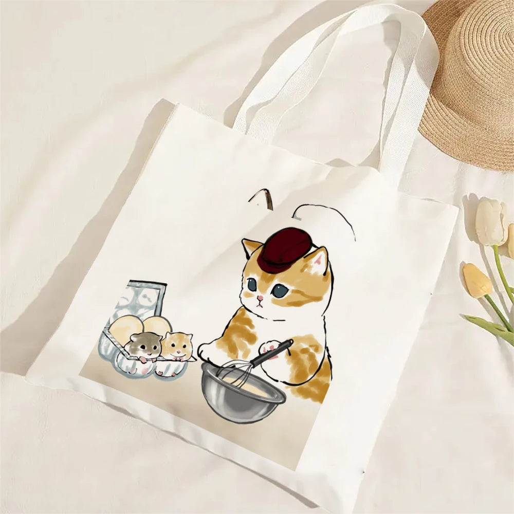 11 Designs of Cat Linen Shopping Bags, Large Capacity Shoulder Bags. Also great for Gift Bags