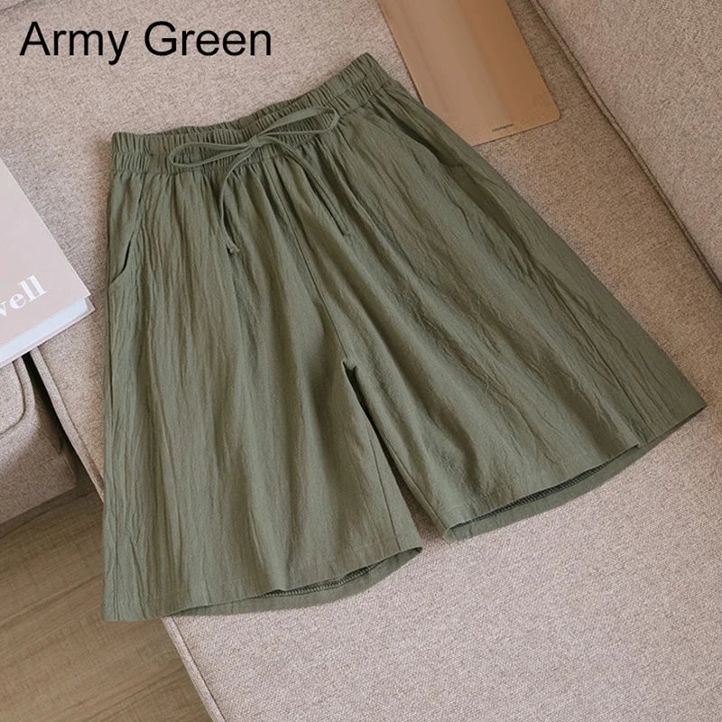Sizes to 3XL Casual Linen Shorts High Waisted with elastic waistband and pockets Variety of colors