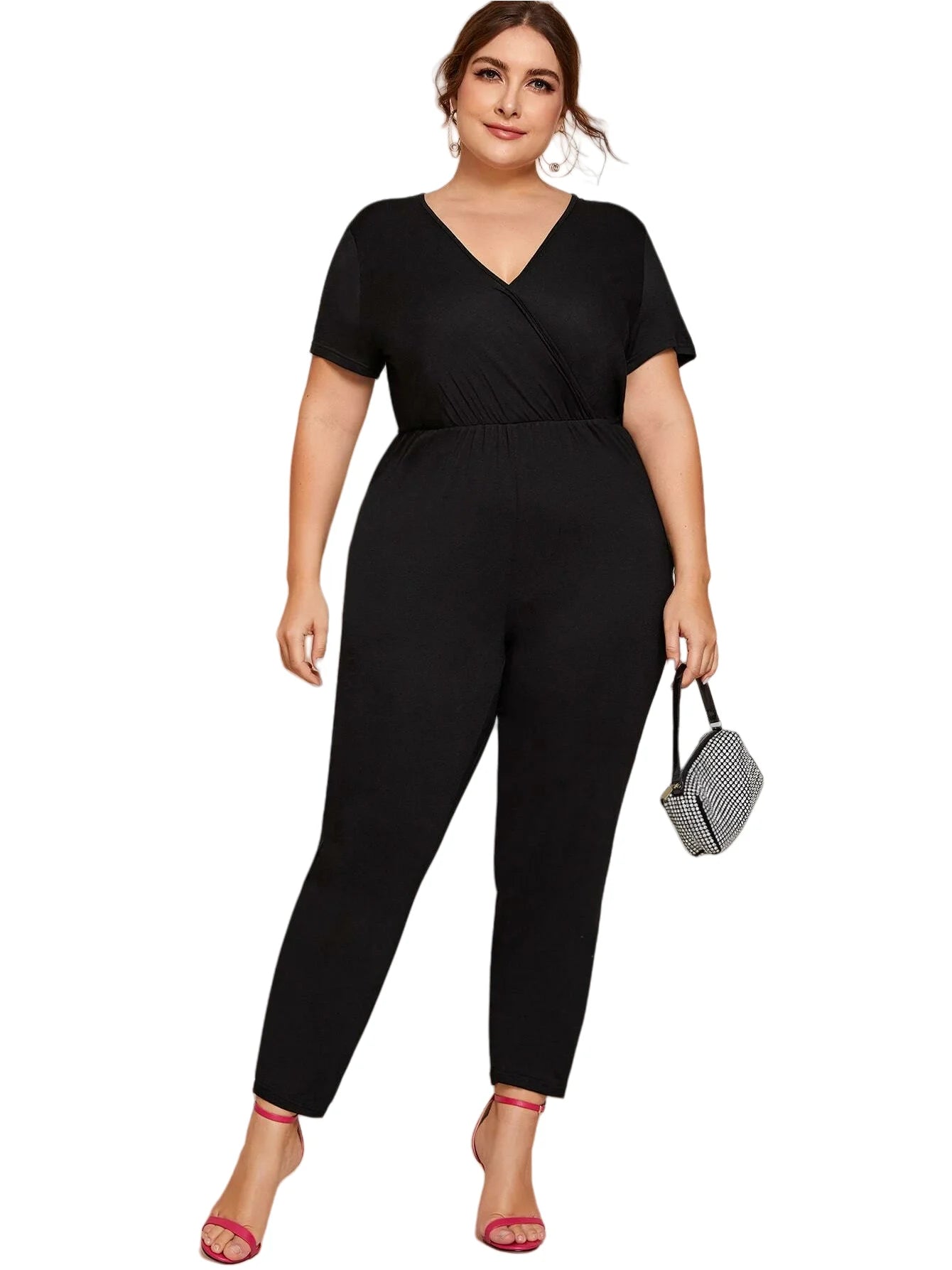 Sizes to 8XL  V-neck Summer Spring Jumpsuits V-Neck High Elastic Waist