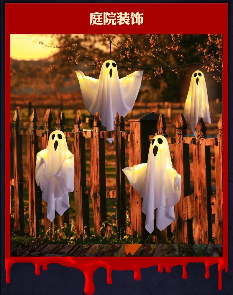 Halloween Hanging LED Ghost Light, in Orange or White