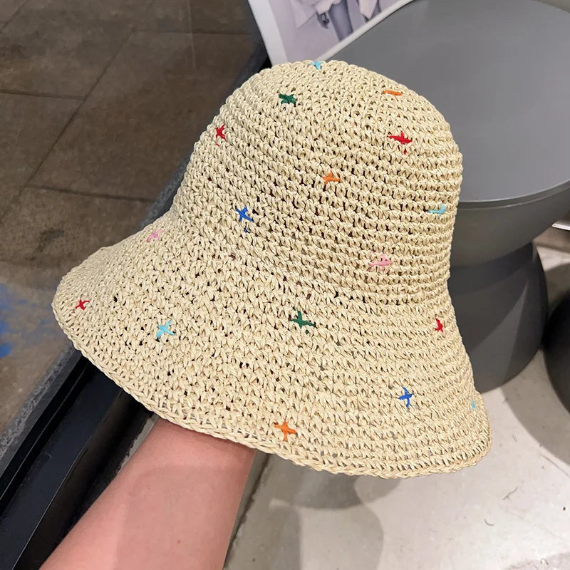 Wide Brim Crocheted Cherry Bucket Hat