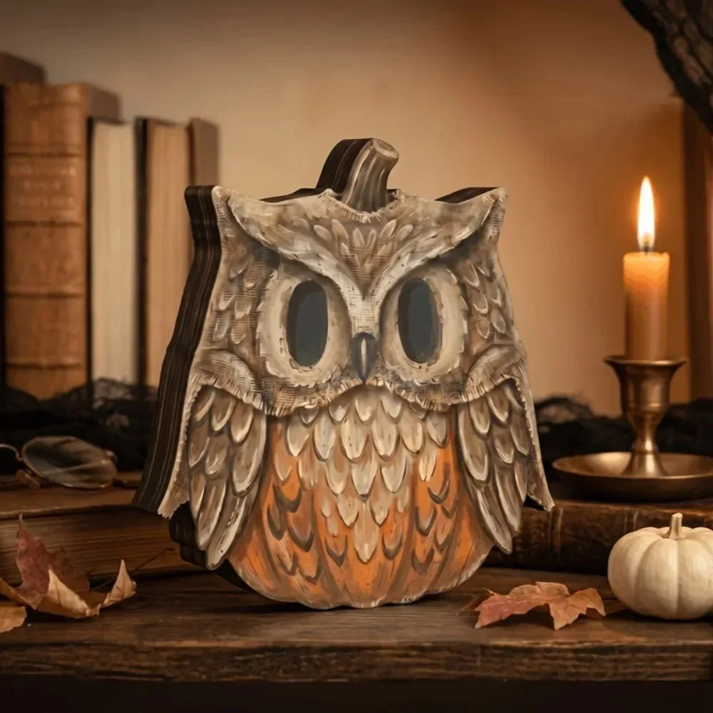 Halloween Interior Autumn Decorations, Retro Wooden Blocks, Shelf Decoration: Ghosts Black Cats, Pumpkins, Skeleton's Witch