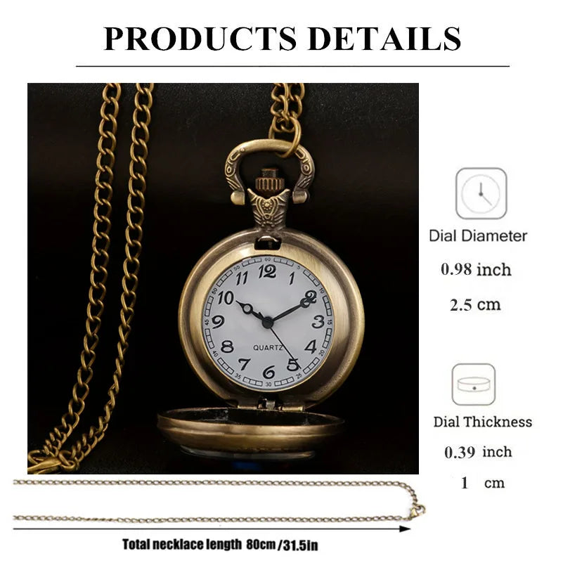 Vintage Bohemian Pocket Watch,  Exquisite Clock With Necklace Chain Retro folk-custom