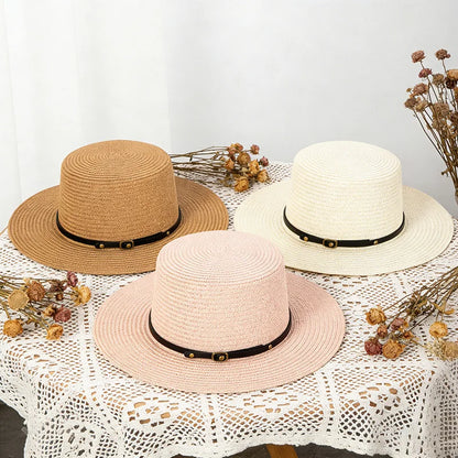Summer Wide Brim Panama Hat, Unisex, Belted Brim, Sunshade