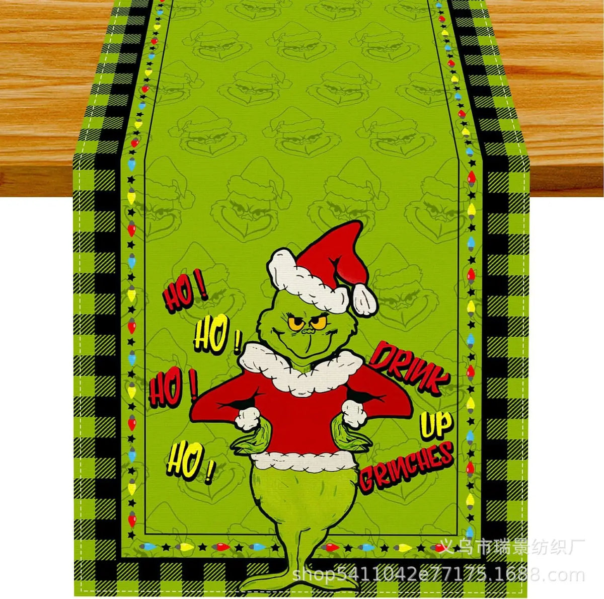 Grinch Green Polyester Christmas Table Runner