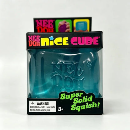 Needoh Nice Clear Cube, Solid Squishy Stress Relief, Squeeze Fidget Toy, Slow Rebound