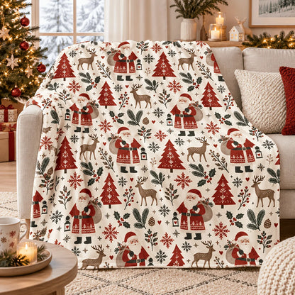 Christmas Holiday Throw Blanket Soft Flannel Christmas Gnomes.  15 Different Prints