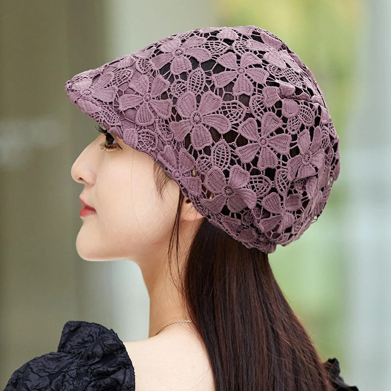 Thin Hollow Hook Flower Cap with a very slight brim HElegant