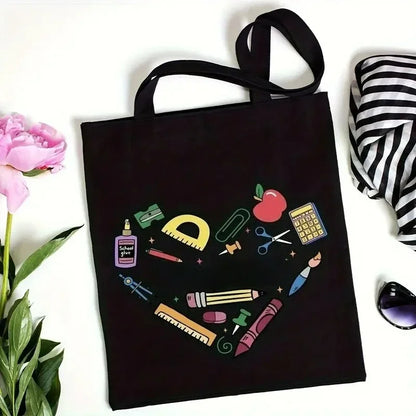 Retro Teacher Canvas Tote Bag "JOY! TEACHERS Change The World" A GREAT GIFT BAG TO PUT YOUR TEACHER'S GIFT IN!!!