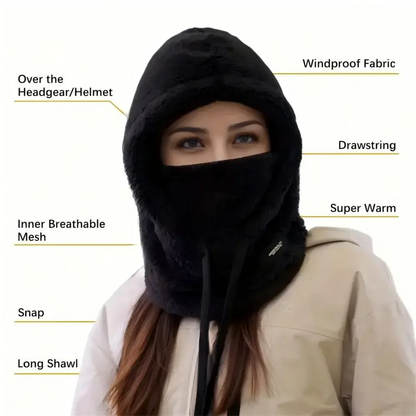 Warm Thermal Windproof  Ski Hood, Face Cover, Polar Fleece Adjustable, Neck Cover, Full Face Mask