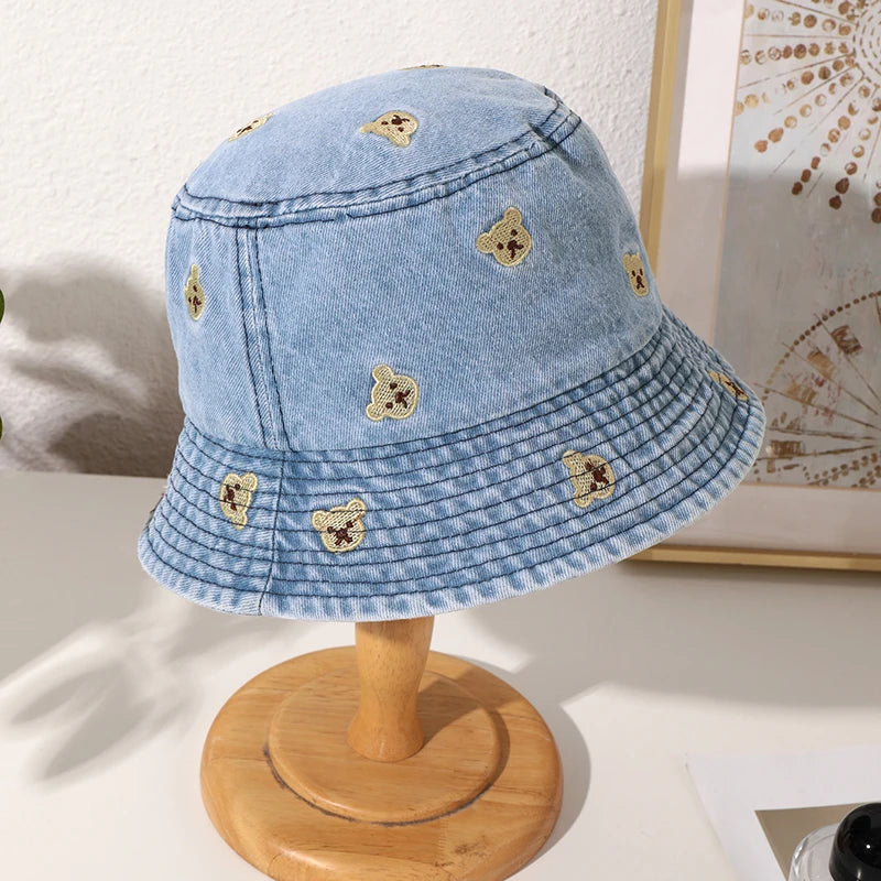 Retro embroidered cute fisherman's hat