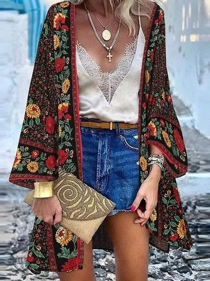 Women's Boho Blouse Cardigan Top, Casual Cover-Up in 12 designs