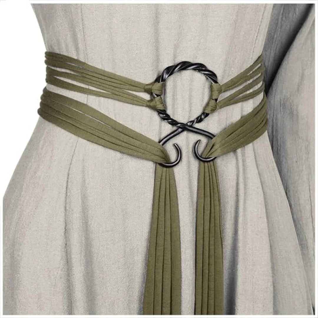 Vintage Boho Rope Knot Belt Medieval Victorian Metal Ring Waist Buckle  Various ways to tie