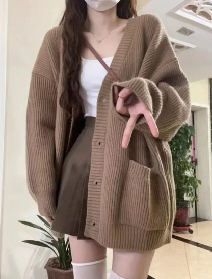 Oversized Cardigan Sweater-Coats, Long, Full Sleeves, V-Neck, Loose  Fit, Button Front. comes in Tan, Gray, Off White