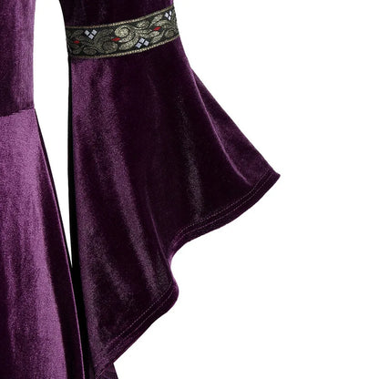 Halloween Long Sleeve Medieval Witch Victorian Gothic Bandage Dress