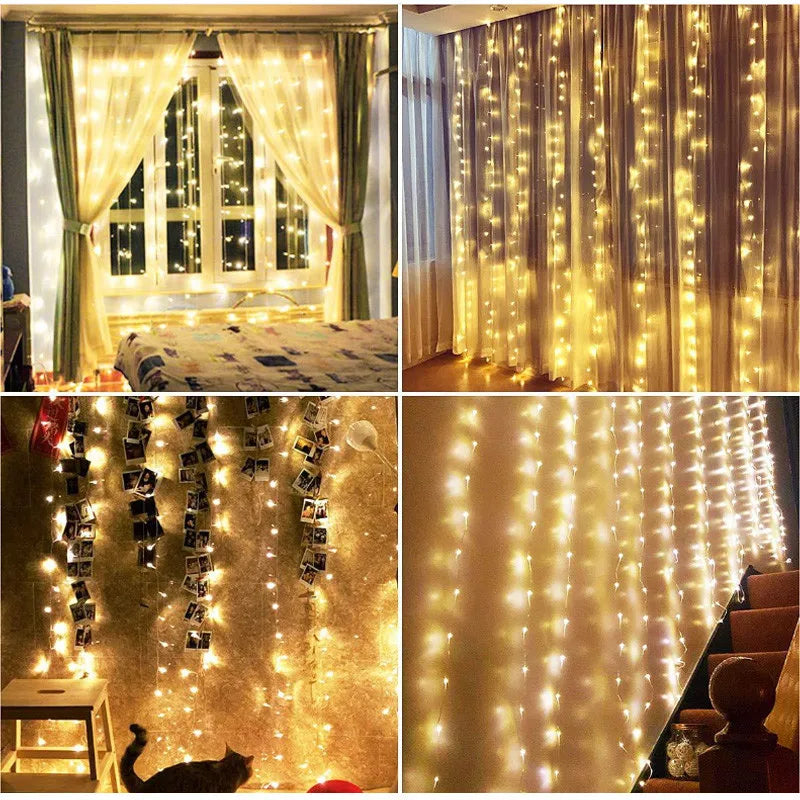 11 Colors of 3/6M USB LED Curtain 8 Modes Remote Control String Lights  Fairy Garland Lights