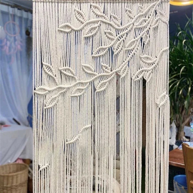 Hand-woven Macrame Cotton Tapestry Curtain, Wall Hanging Art Tapestry, Boho Decoration, Bohemian Wedding Backdrop Tapestry