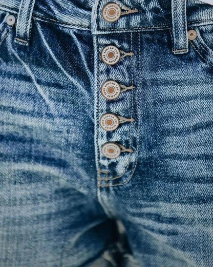 Vintage High Waisted Crimped Shorts, Ripped Denim Shorts