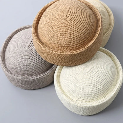 Straw Pillbox Hat  in 4 colors