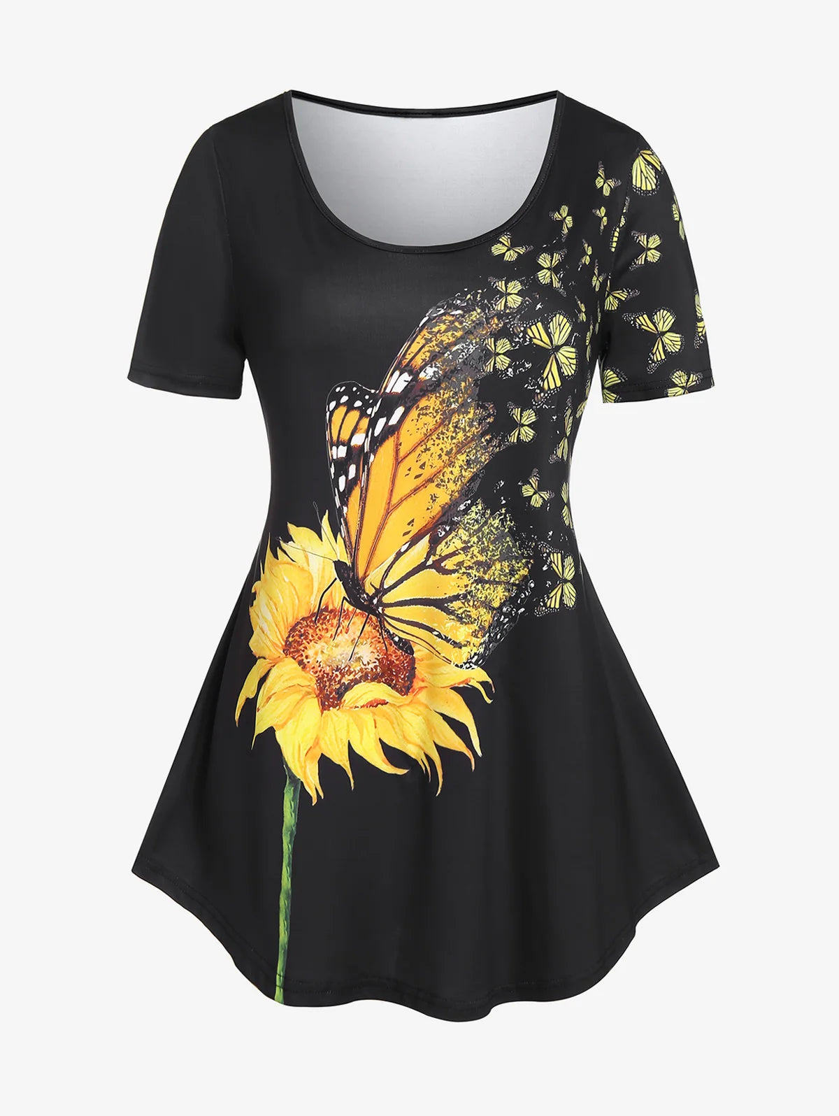 Plus Sizes to 4XL, 3D Printed Outfit, Floral Graphic Top and Matching Capri Leggings