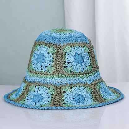 Bright Colored Floweed Crocheted Fisherman Hat